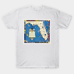 Vintage Garden Lovers Map Florida Travel T-Shirt